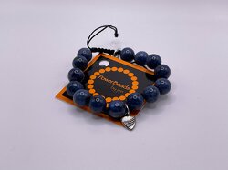 Adjustable Unisex Beaded Bracelet - Blue Dumortierite