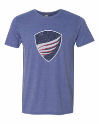 Men’s Heather Blue Crew Neck T-Shirt with Large Shield of Protection®
