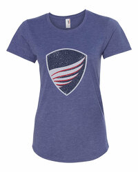 Women’s Heather Blue Crew Neck T-Shirt with Large Shield of Protection®